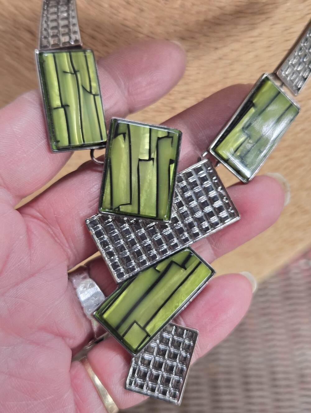 Vintage 70s Modernist Geometric Enamel Necklace